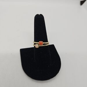 frosted gold tone stacking rings orange and pink size 7,75